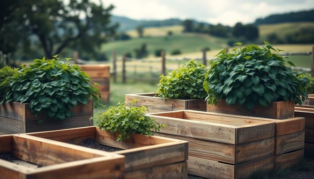 wooden garden planters