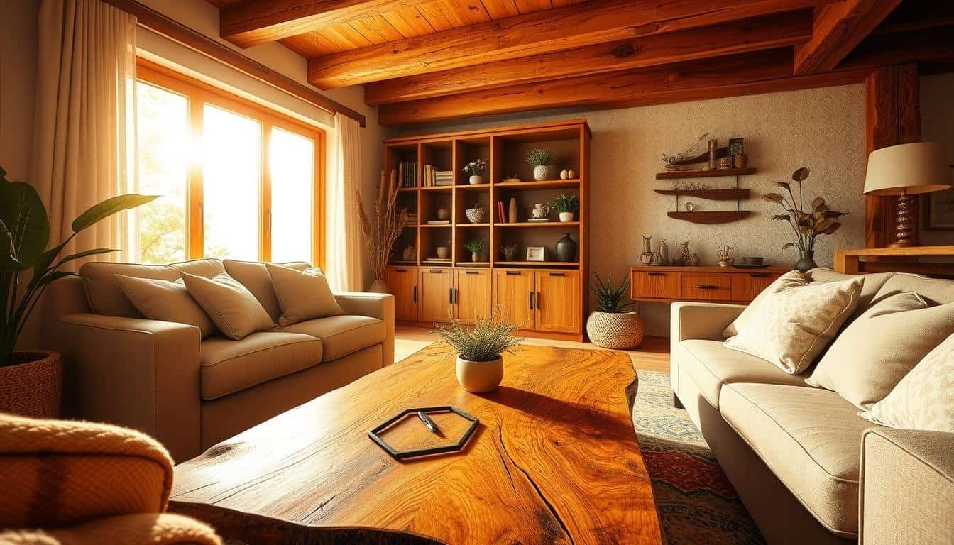Something in Your Living Room Feel “Off” Try a Natural Wood Detail