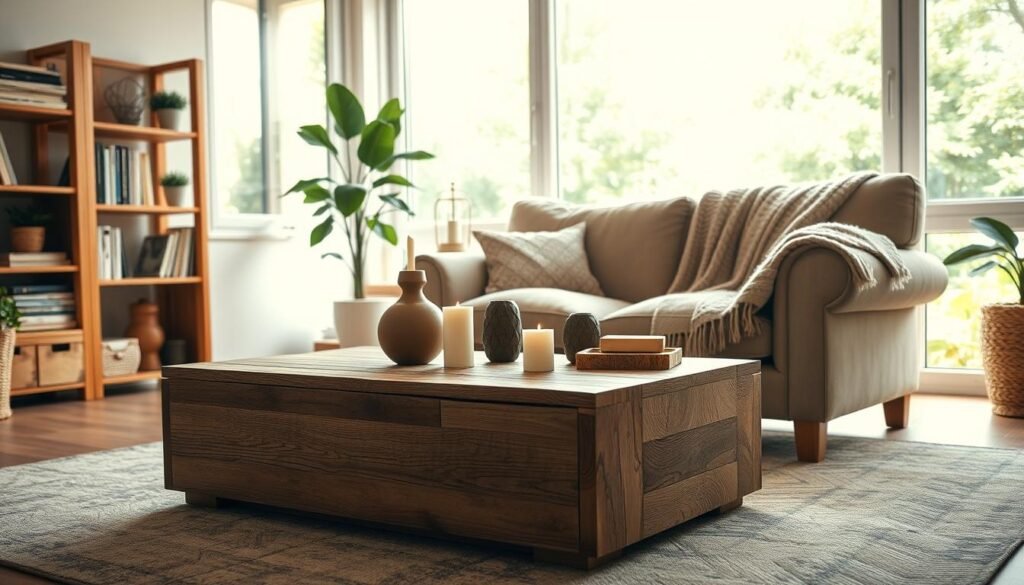 A cozy, inviting living room setting showcasing a variety of DIY furniture projects. In the foreground, a handcrafted wooden coffee table with a rustic finish, adorned with a stylish vase and a few candles. To the left, a simple bookshelf made from reclaimed wood, filled with books and potted plants. In the middle, a comfy, oversized armchair with a knitted throw draped over it, emphasizing a warm and homely vibe. The background features soft, natural light streaming through large windows, creating an airy atmosphere filled with greenery outside. The mood is relaxed and creative, capturing the essence of DIY ingenuity and home improvement. A wide-angle lens heightens the perspective, ensuring a spacious feel while focusing on tactile details and textures. A cozy, inviting living room setting showcasing a variety of DIY furniture projects. In the foreground, a handcrafted wooden coffee table with a rustic finish, adorned with a stylish vase and a few candles. To the left, a simple bookshelf made from reclaimed wood, filled with books and potted plants. In the middle, a comfy, oversized armchair with a knitted throw draped over it, emphasizing a warm and homely vibe. The background features soft, natural light streaming through large windows, creating an airy atmosphere filled with greenery outside. The mood is relaxed and creative, capturing the essence of DIY ingenuity and home improvement. A wide-angle lens heightens the perspective, ensuring a spacious feel while focusing on tactile details and textures.