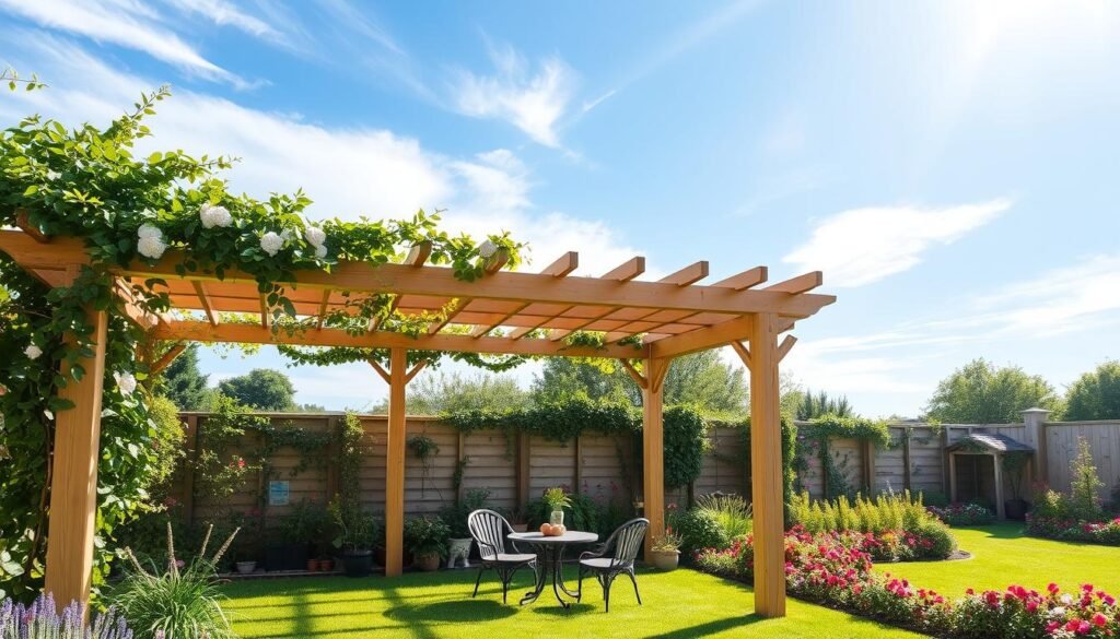 A Simple Pergola Beam Can Add Shade to a Garden Corner